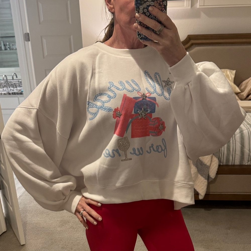 Judith March Sequin Will Wrap for Wine sweatshirt